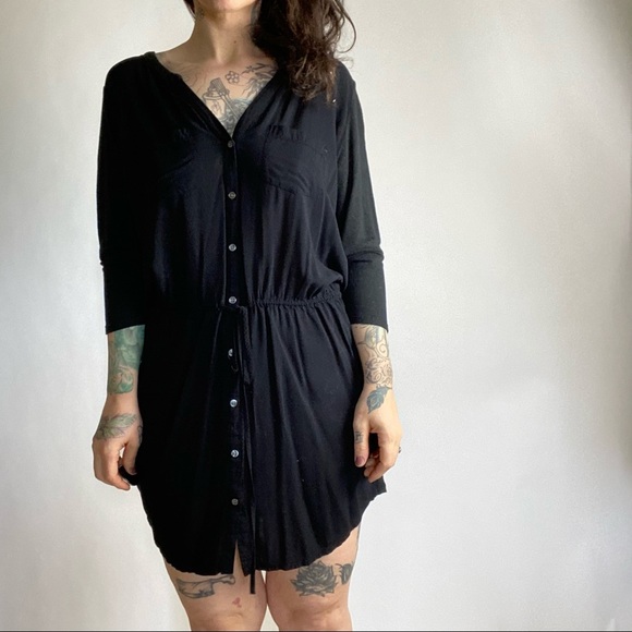 SOFT JOIE Dayle Linen Button Dress in Black XS - Picture 3 of 10
